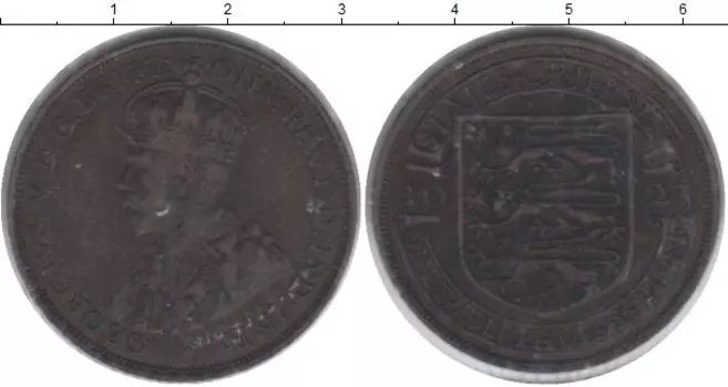 Монета 1/12 шиллинга Острова Джерси 1923 года Медь