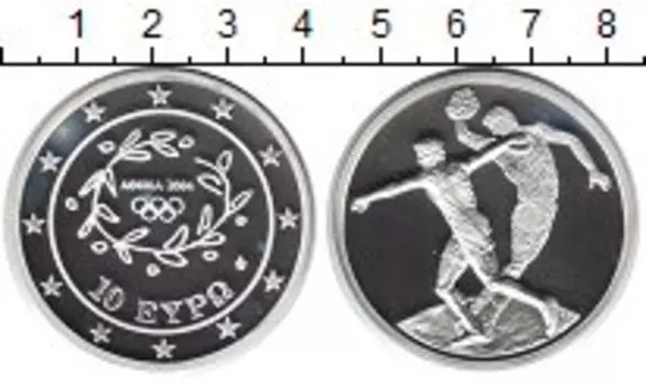 Монета 10 евро Греции 2004 года Серебро Олимпиада 2004 в Афинах
