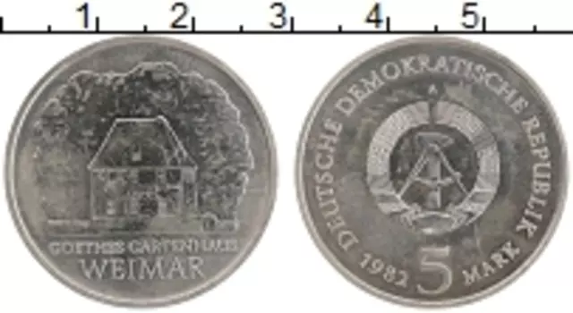 Монета 5 марок ГДР 1982 года Медно-никель Веймар