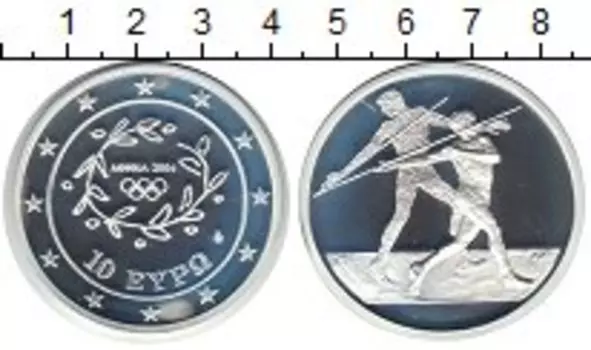 Монета 10 евро Греции 2004 года Серебро Олимпиада 2004 в Афинах