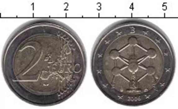 Монета 2 евро Бельгии 2006 года Биметалл Атомиум