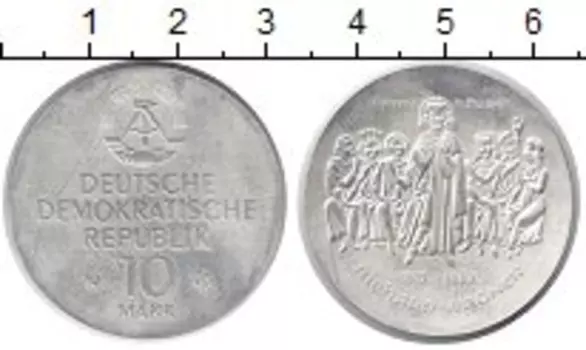 Монета 10 марок ГДР 1983 года Серебро 100 лет со дня смерти Рихарда Вагнера