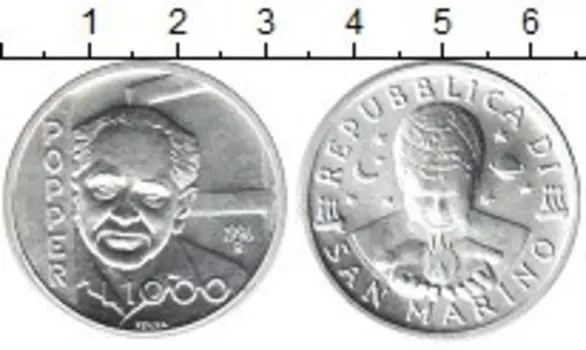 Монета 1000 лир Сан-Марино 1996 года Серебро Папство