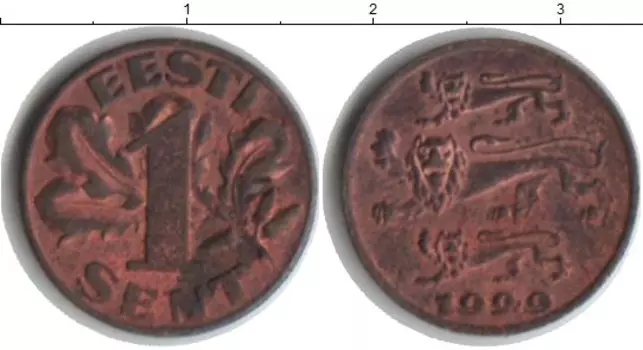 Монета сент Эстонии 1929 года Медь
