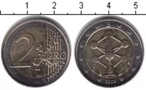 Монета 2 евро Бельгии 2006 года Биметалл Атомиум