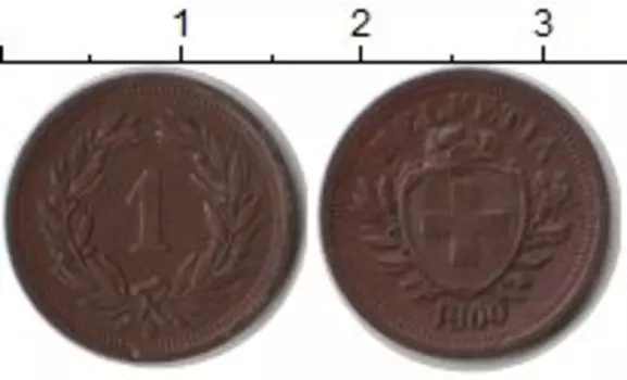Монета рапп Швейцарии 1900 года Медь