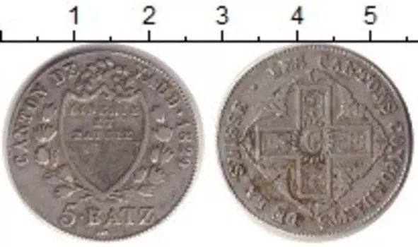 Монета 5 батзен Вауда 1829 года Серебро