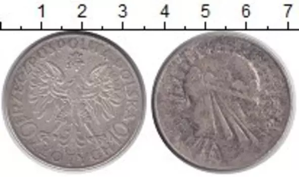 Монета 10 злотых Польши 1932 года Серебро Девушка в венке