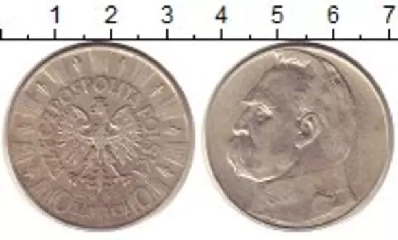 Монета 10 злотых Польши 1935 года Серебро Пилсудский