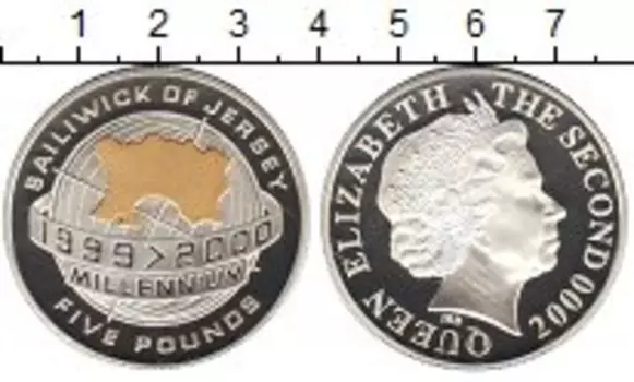 Монета 5 фунтов Острова Джерси 2000 года Серебро Елизавета II