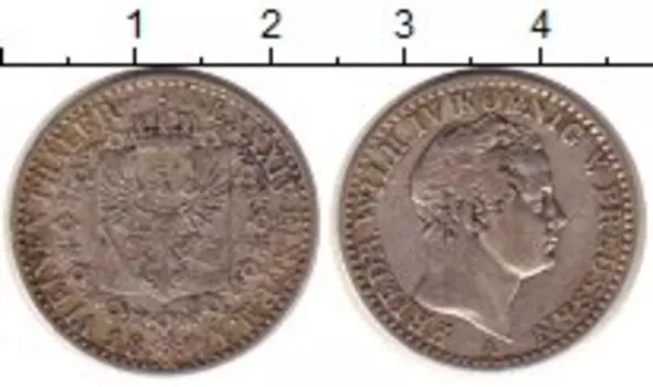Монета 1/6 талера Пруссии 1844 года Серебро Фридрих Вильгельм IV