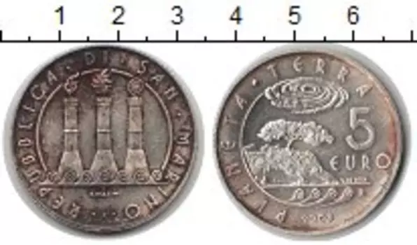 Монета 5 евро Сан-Марино 2008 года Серебро Планета земля