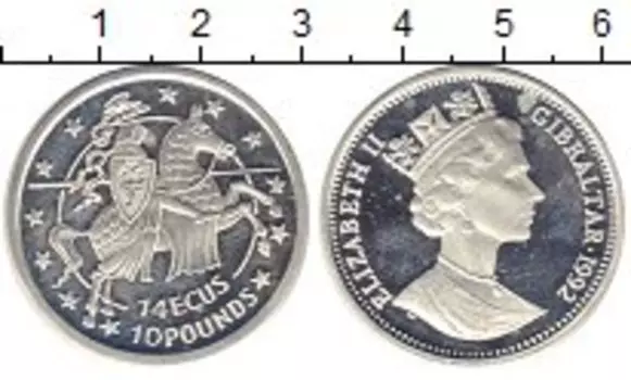 Монета 14 экю Гибралтара 1992 года Серебро Елизавета II