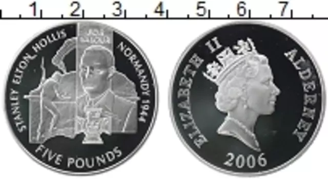 Монета 5 фунтов Олдерни 2006 года Серебро Елизавета II
