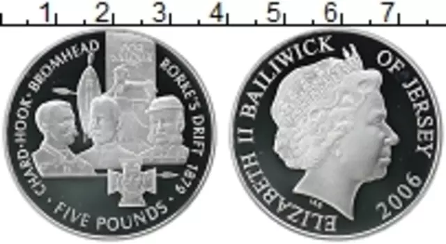 Монета 5 фунтов Острова Джерси 2006 года Серебро Елизавета II