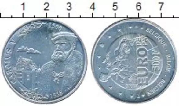 Монета 500 франков Бельгии 2004 года Серебро Карл V