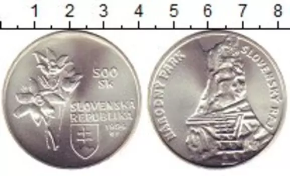 Монета 500 крон Словакии 1994 года Серебро `Народный парк ``Словацкий рай``