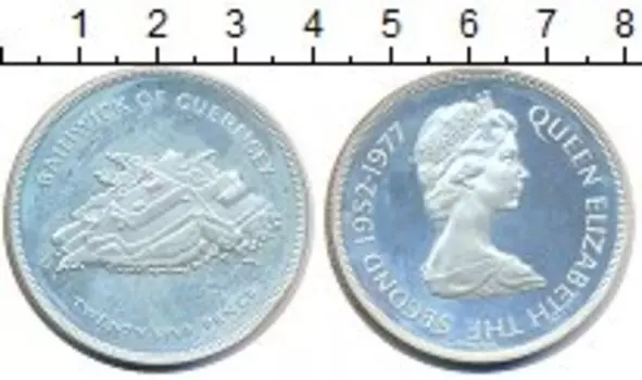Монета 25 пенсов Гернси 1977 года Серебро Елизавета II