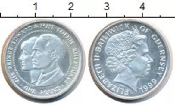 Монета фунт Гернси 1999 года Серебро Елизавета II