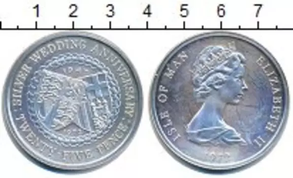Монета 25 пенсов Острова Мэн 1972 года Медно-никель Елизавета II
