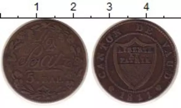 Монета 1/2 батзена Вауда 1811 года Серебро