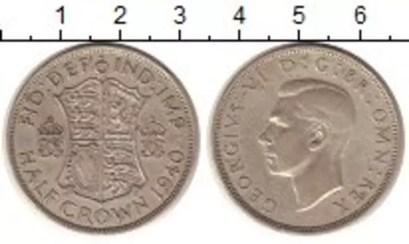 Монета 1/2 кроны Англии 1940 года Серебро Георг VI