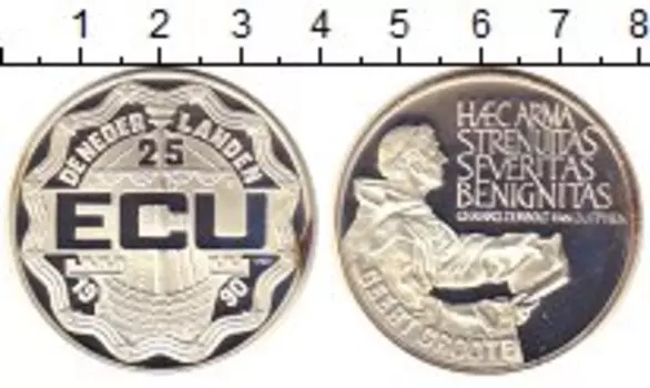 Монета 25 экю Нидерланд 1990 года Серебро Герт Гроте