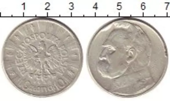 Монета 10 злотых Польши 1935 года Серебро Пилсудский
