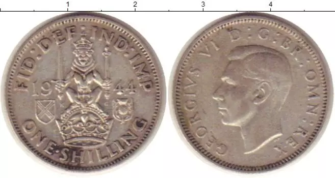 Монета шиллинг Англии 1944 года Серебро Георг VI