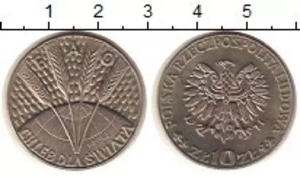 Монета 10 злотых Польши 1971 года Медно-никель ФАО