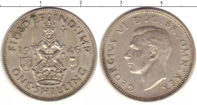Монета шиллинг Англии 1946 года Серебро Георг VI