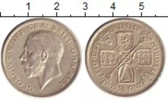 Монета флорин Англии 1936 года Серебро Георг V