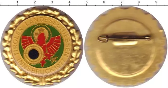 Монета Стрелковый фестиваль Австрии 1977 года Латунь Стрелковый знак