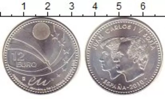 Монета 12 евро Испании 2010 года Серебро Председательство Испании в ЕЭС