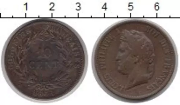 Монета 10 сантим Франции 1841 года Медь Луи Филипп I
