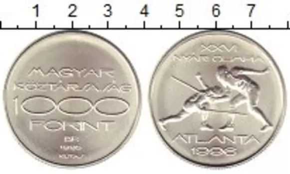 Монета 1000 форинтов Венгрии 1995 года Серебро Олимпиада 96
