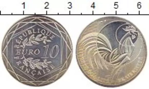 Монета 10 евро Франции 2016 года Серебро Петух