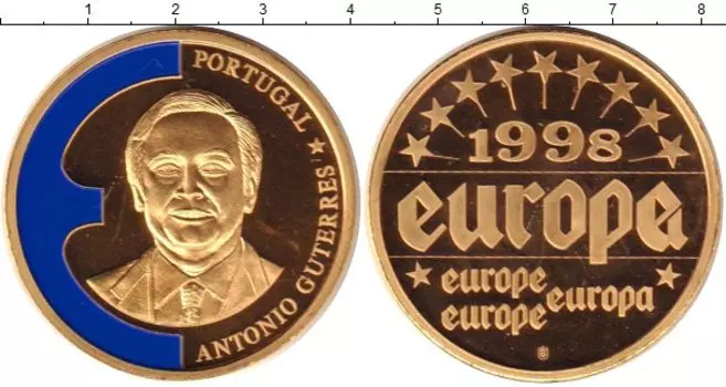 Монета жетон Германии 1998 года Медно-никель Антониу Гутерреш