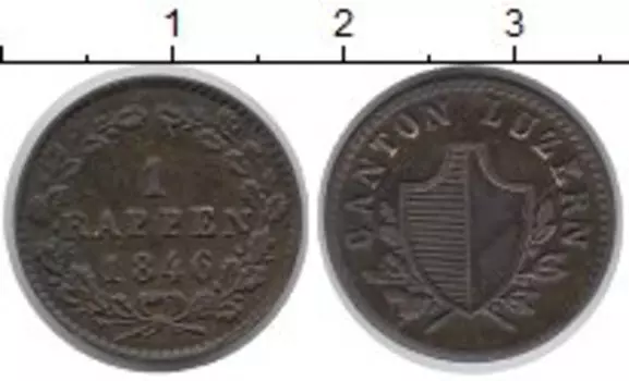 Монета рапп Люцерна 1846 года Медь