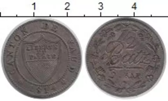 Монета 1/2 батзена Вауда 1814 года Серебро