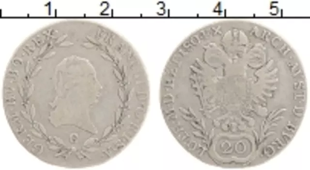 Монета 20 крейцеров Австрии 1804 года Серебро Франц II