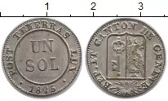 Монета соль Женевы 1825 года Серебро