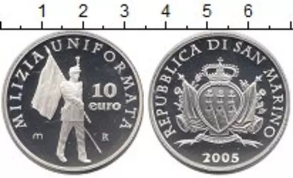 Монета 10 евро Сан-Марино 2005 года Серебро Милицейская униформа