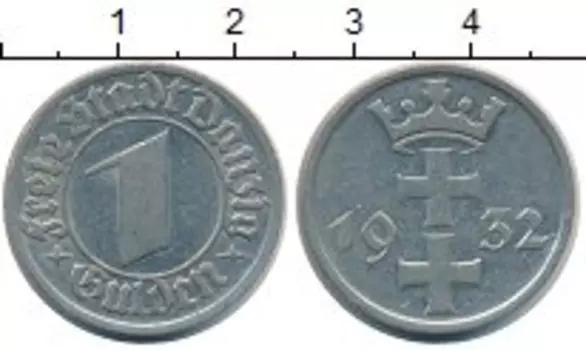 Монета гульден Данцига 1932 года Медно-никель