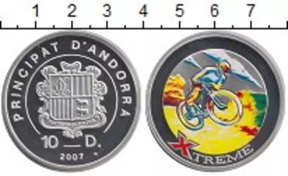 Монета 10 динерс Андорры 2007 года Серебро Цифровая печать