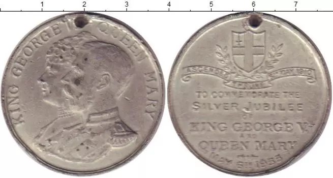Медаль Англии 1935 года Олово 25 лет правления Георга V