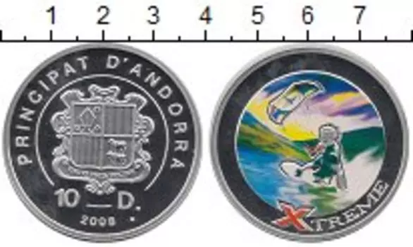 Монета 10 динерс Андорры 2008 года Серебро Цифровая печать