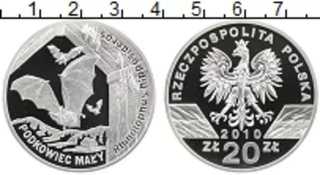 Монета 20 злотых Польши 2010 года Медно-никель Летучая мышь