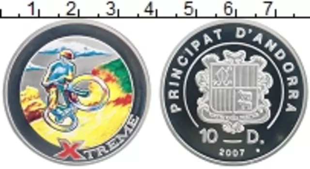 Монета 10 динерс Андорры 2007 года Серебро Экстрим