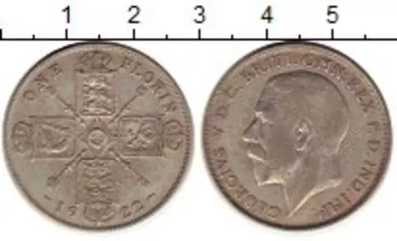 Монета флорин Англии 1922 года Серебро Георг V